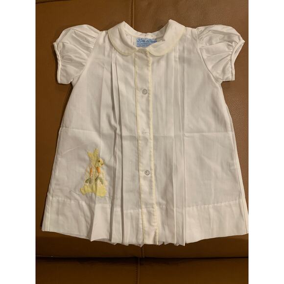 Infant Baby Girl Dress Off White Pleated Bunny Outfit Pleated 0-3M - Picture 1 of 6